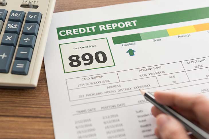 Paperwork showing a high credit score of 890.